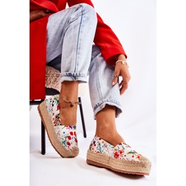 FS3 Modne slip-on espadrile s bijelim cvjetovima Morice bijela raznobojna 2