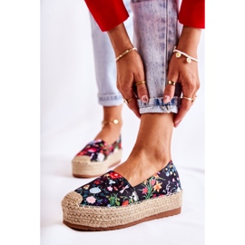 FS3 Modne slip-on espadrile s crnim Morice cvijećem crna višebojan 1