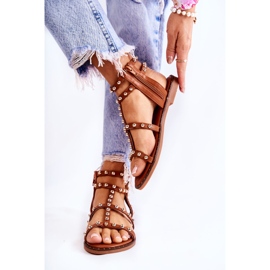 PG1 Ženske sandale s čepovima Smeđe Cavos smeđa 2