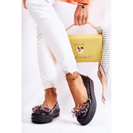 PA2 Kožne balerinke na platformi s crnim berijetnim ornamentom crno 2