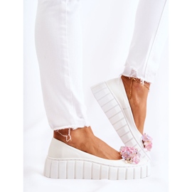 PA2 Kožne balerinke na platformi sa šarenim bijelim Ladette ukrasom bijela 2