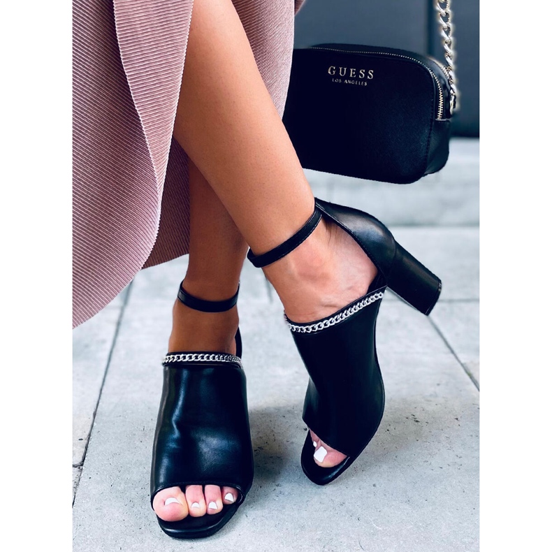 Mary Black sandale na visoku petu crna 1