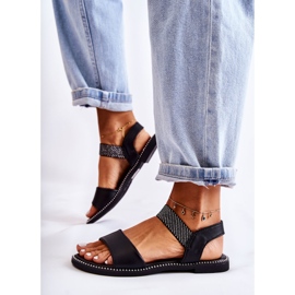 PE1 Ženske klasične sandale na ravnu petu crne Catis crno 2