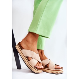 PG1 Ženske antilop papuče na bež Jossie platformi 1