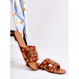 PG1 Ženske klasične papuče s ukrasima smeđe Scotlyn smeđa 1