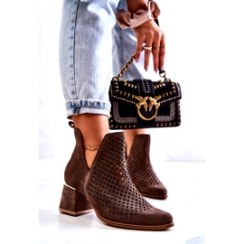 Lewski Shoes Antilop ažurne čizme Lewski cipele 3165 zemljani velur smeđa 1