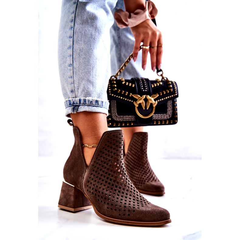 Lewski Shoes Antilop ažurne čizme Lewski cipele 3165 zemljani velur smeđa 1