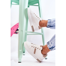 FK2 Ženske sportske cipele, vezana bijela Otylia zlatna 1