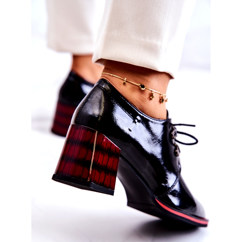 S.Barski Lakirane niske cipele s patentnim zatvaračem crna crvena 3