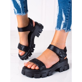 SHELOVET Sandale na čičak crno 1