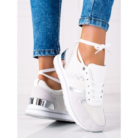 SHELOVET Udobne tenisice bijela srebro siva 2