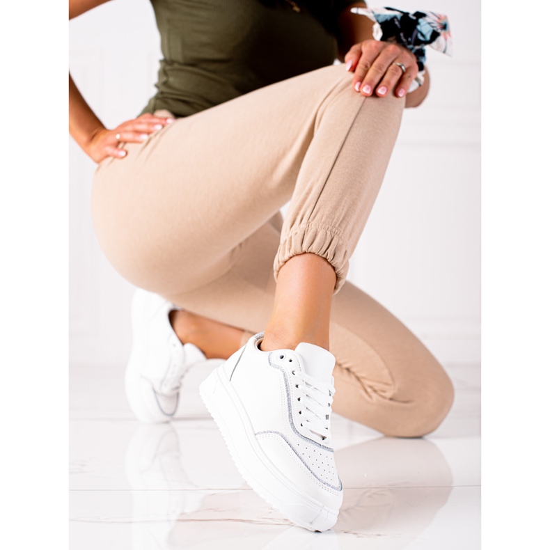 SHELOVET Tenisice sa srebrnim umetkom bijela srebro 1