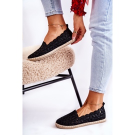 PE1 Ženske slip-on balerinke s crnim cvjetovima Vennice crna 2