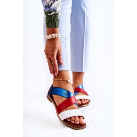 PE1 Kožne sandale s rebrastim apulijskim plavim bijela crvena mornarsko plava plava 1