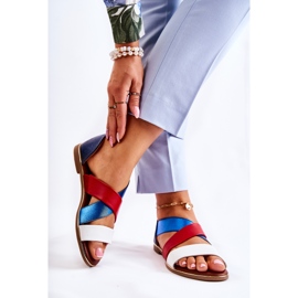 PE1 Kožne sandale s rebrastim apulijskim plavim bijela crvena mornarsko plava plava 2