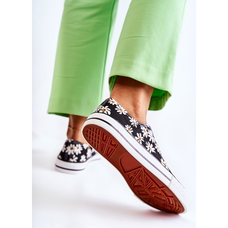 PS1 Ženske niske tenisice s cvijećem Janey crne crna 1