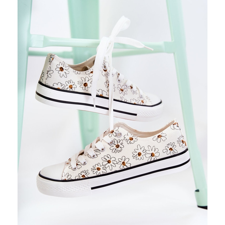 PS1 Ženske niske tenisice s bijelim cvjetovima Janey bijela 2