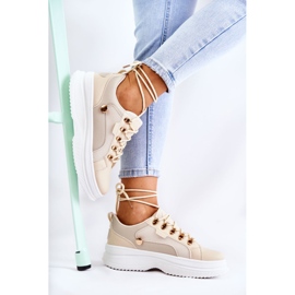 PG1 Ženske sportske kožne cipele bež Salmira 1