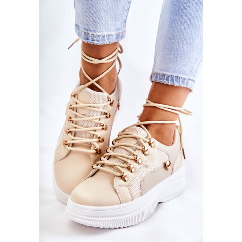 PG1 Ženske sportske kožne cipele bež Salmira 2