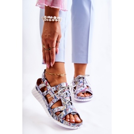 Maciejka Ženske kožne sandale s čičak trakom 05375-06 plave plava raznobojna 1