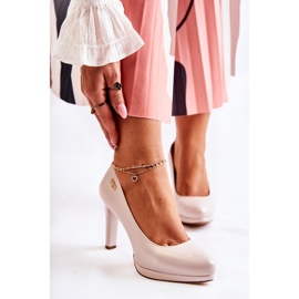 Sergio Leone Klasične ženske cipele s platformom, biserno bež 2