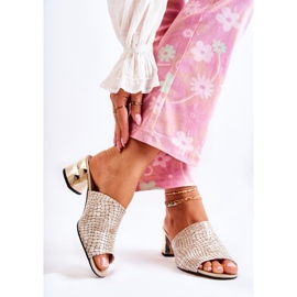 PA2 Kožne ženske papuče krokodil na petu bež Perry 2