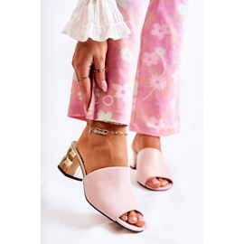 PA2 Kožne ženske papuče na visoku petu Pink Perry ružičasta 2