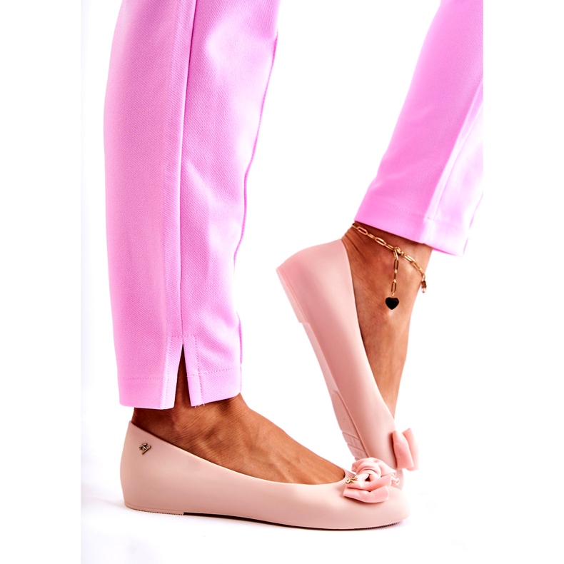 PH1 Ženska gumena balerina mašna Nude Fergie bež 4