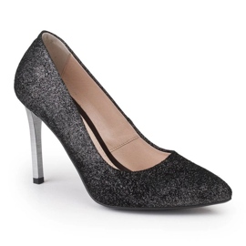 Marco Shoes Crne štikle od prave kože sa srebrnim potpeticama crna 1