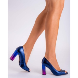 Marco Shoes 1100P tamnoplave pumpice s višebojnom petom tamnoplava 1