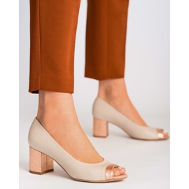 Marco Shoes Bež pumpe 1093P s ukrasnom petom 1