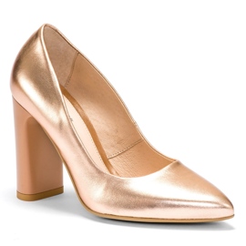 Marco Shoes Elegantan metalni kožni šatl s višom petom višebojan narančasta 2