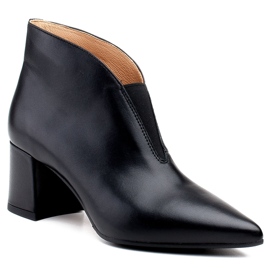 Marco Shoes 1460B tanke crne kožne gležnjače s gumenim gornjim dijelom crna 1