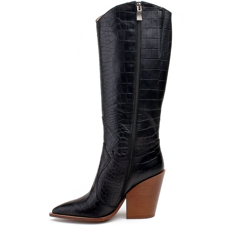 Marco Shoes Crne ženske čizme Marco 1373K kaubojske čizme s kožom gmazova crno 1