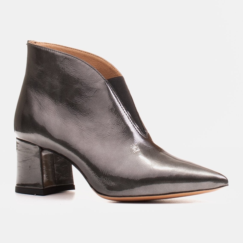 Marco Shoes 1460B tanke sive kožne gležnjače s gumenim gornjim dijelom siva 1