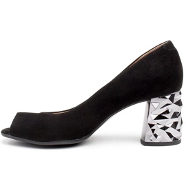 Marco Shoes Crne antilop pumpe s 3D metalik petom crno 2