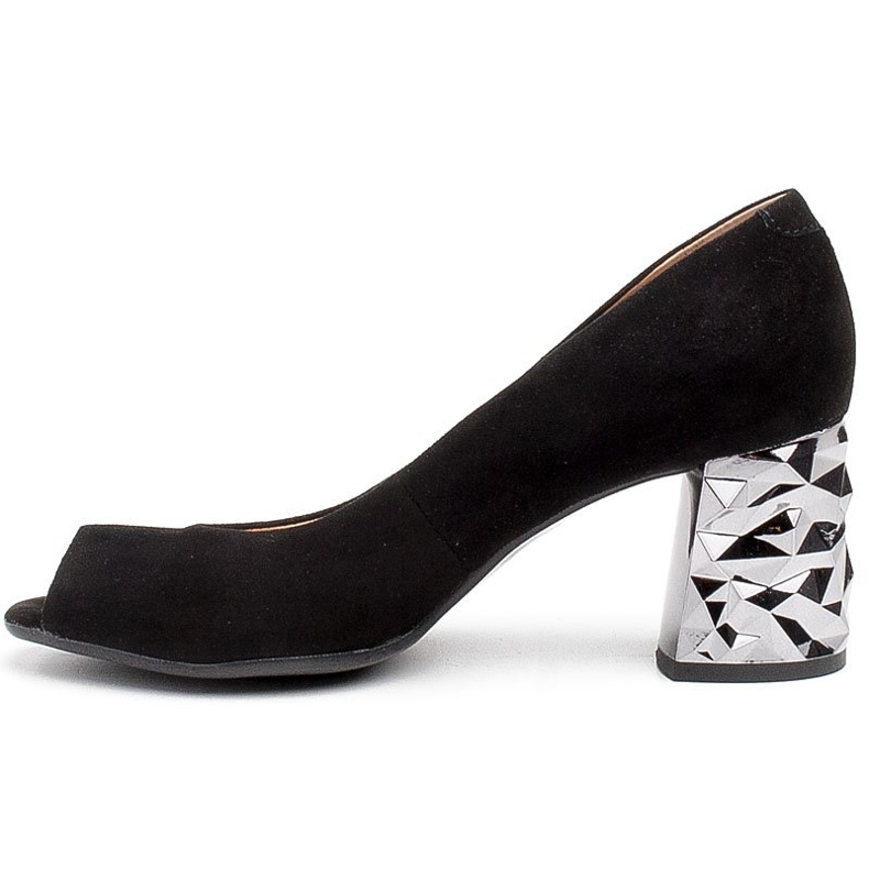 Marco Shoes Crne antilop pumpe s 3D metalik petom crno 2