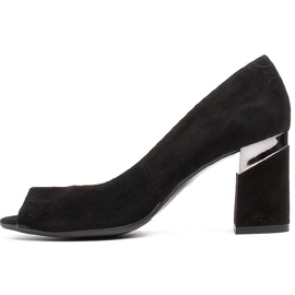Marco Shoes Crne antilop pumpe s metalik petom crno 2