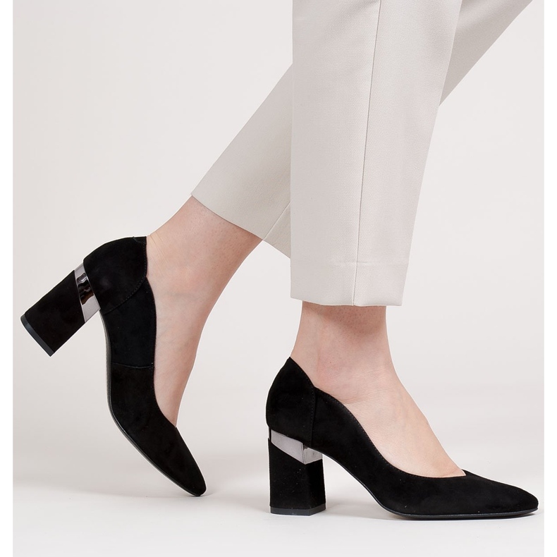 Marco Shoes Crne antilop pumpe s metalik petom crno 2