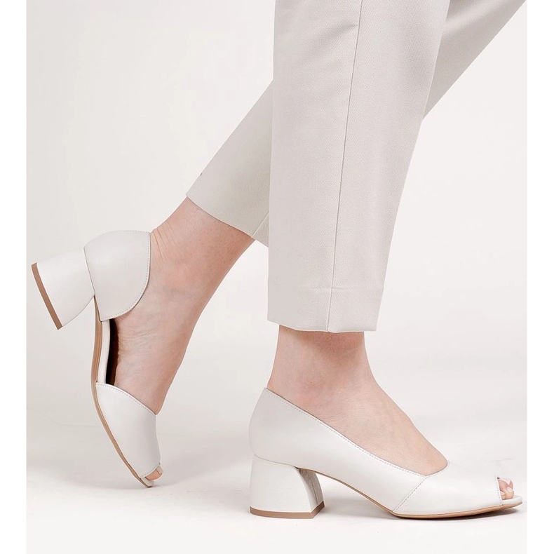Marco Shoes Kožne bijele pumpe 1505P bijela 2