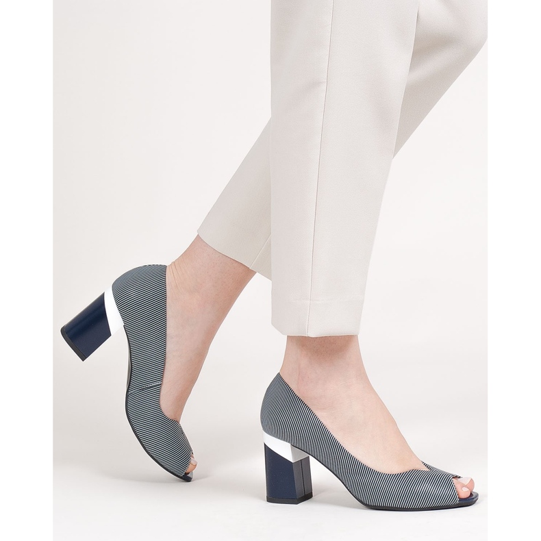 Marco Shoes Tamnoplave prugaste pumpe 1636P tamnoplava 2