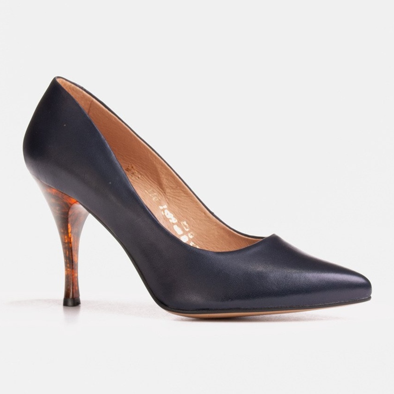 Marco Shoes 1599P tamnoplave štikle s jantarnom petom tamnoplava 1