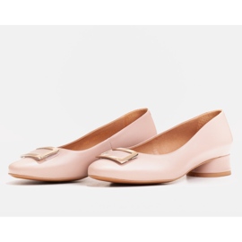 Marco Shoes Ružičaste kožne balerinke sa zlatnim ukrasom ružičasta 1