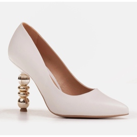 Marco Shoes Kožne bijele štikle s kamenjem bijela 1