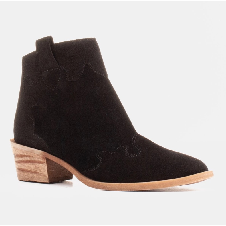 Marco Shoes Elegantne kožne gležnjače s niskim potpeticama crna 2