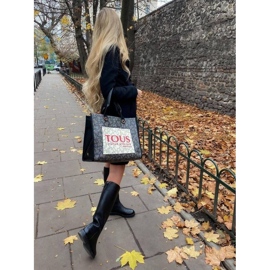 Marco Shoes Visoke ravne čizme od prirodne reljefne kože crna 1