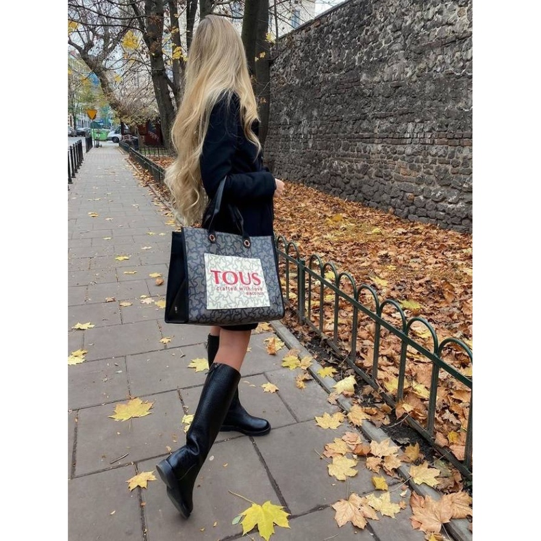 Marco Shoes Visoke ravne čizme od prirodne reljefne kože crna 1