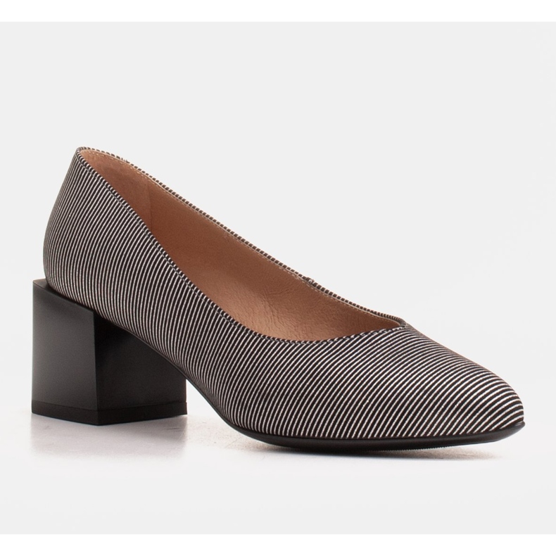 Marco Shoes Ženske pumpe od prirodne, meke kože sa srebrnim prugama crna 1