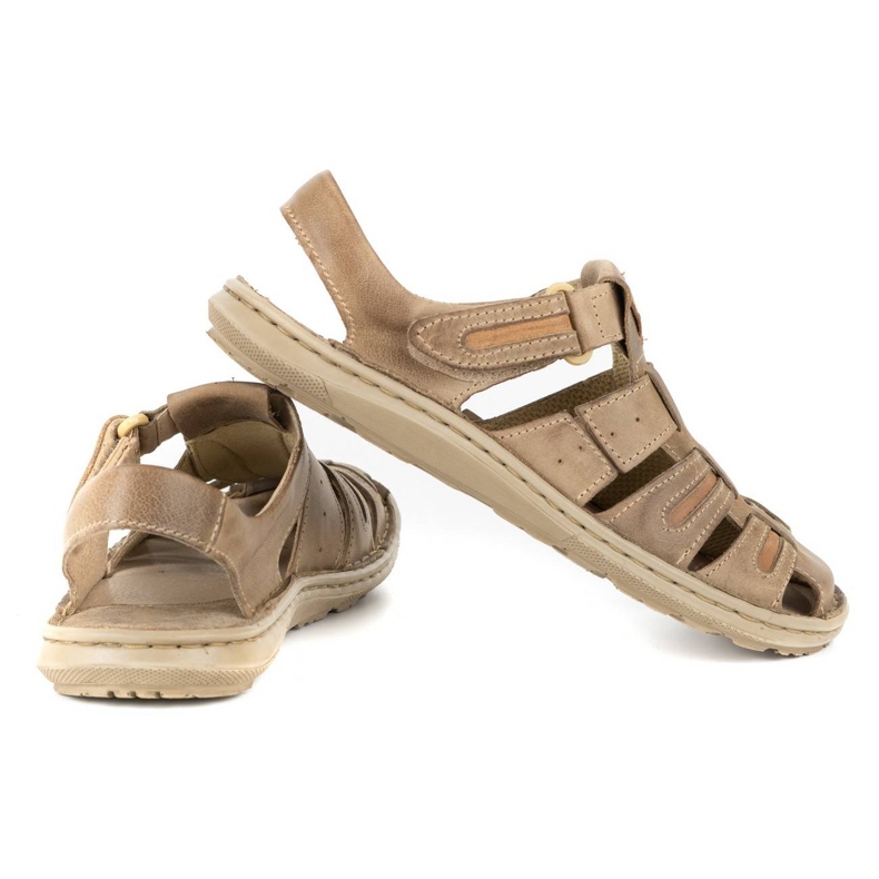 Olivier Muške kožne ljetne sandale 230MA bež 3