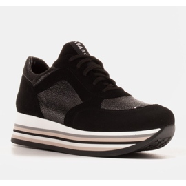 Marco Shoes Lagane tenisice na debelom potplatu od prirodne kože crno 1